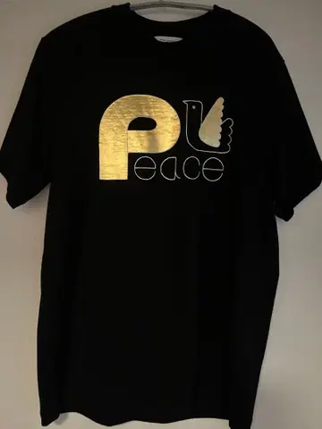 블랙 T셔츠 골드 로고 비둘기 디자인 M