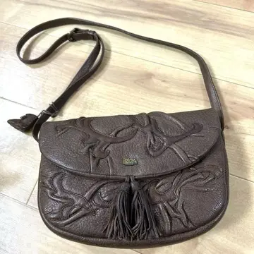 IBIZA 이비자 천연 가죽 태슬 숄더백 다크 브라운