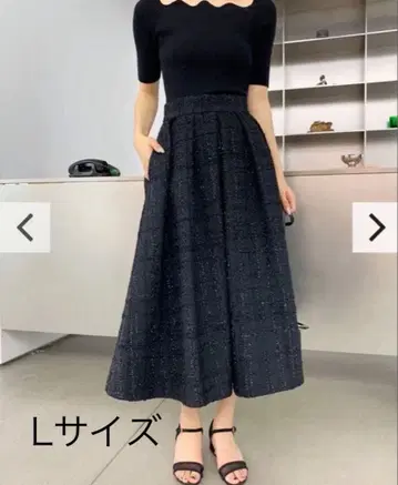 벌스데이 바쉬 KIRA 트위드 체크 스커트 블랙 사이즈 L