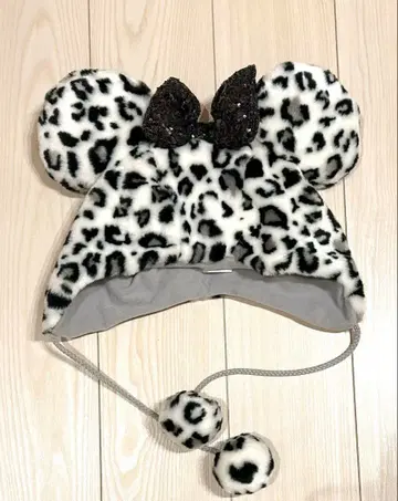 디즈니 팬캡 레오파드 무늬 화이트 블랙