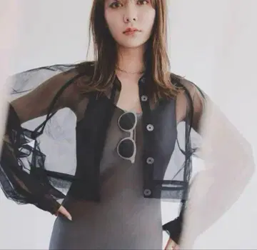 코코딜 튤 숏 볼륨 셔츠 시어 셔츠