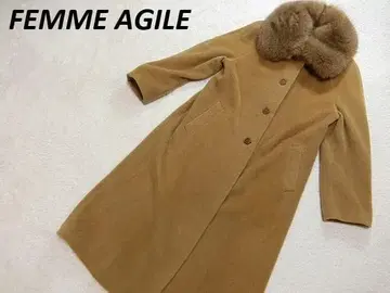 이탈리아제 팜아질 퍼 롱 스텐카라 코트 카멜 42