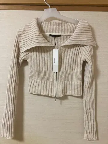 Heather 아이보리 리브 니트 자켓