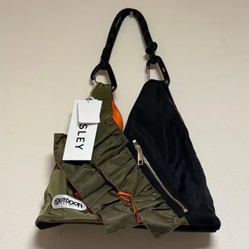 리즈레이 트라이앵글 프릴 백 미니 새상품 블랙 x 카키 리즈레이