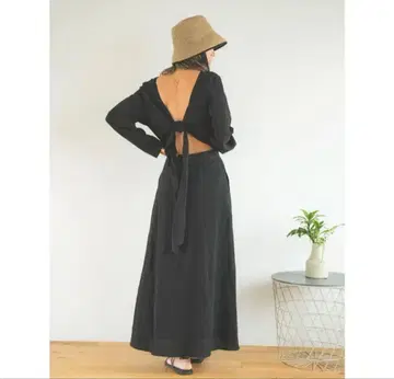 Ungrid 백리본 플레어 원피스 블랙