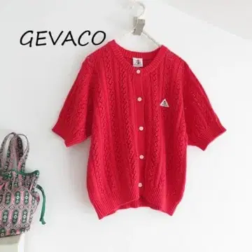 GEVACO 게바코 레이스 반팔 니트 버튼 니트 빨간색 38