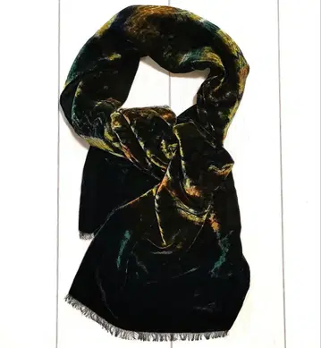 미쏘니 벨벳 스톨 그린 골드 머플러 MISSONI