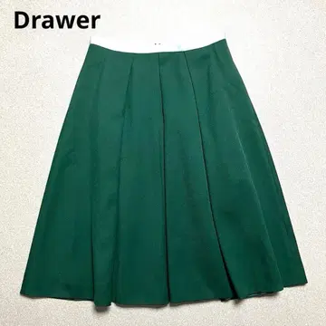 Drawer 플리츠 스커트 롱 바이컬러 울 실크 드로어