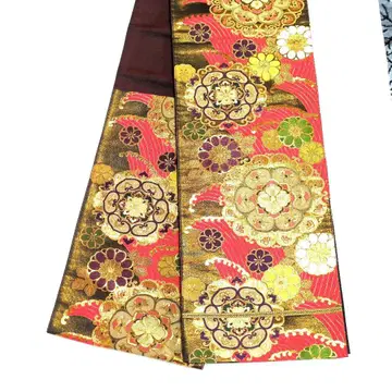 후리소데용 후쿠로 오비 육통 무늬 순수 실크 럭셔리 꽃무늬 후쿠로 오비