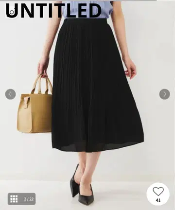 [ 새상품 ] UNTITLED 플레어 플리츠 스커트 블랙 1 워셔블