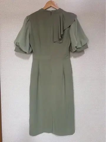 hitoiki 그린 프릴 벌룬 슬리브 드레스 원피스 M