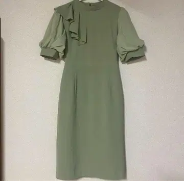 hitoiki 그린 프릴 벌룬 슬리브 드레스 원피스 M