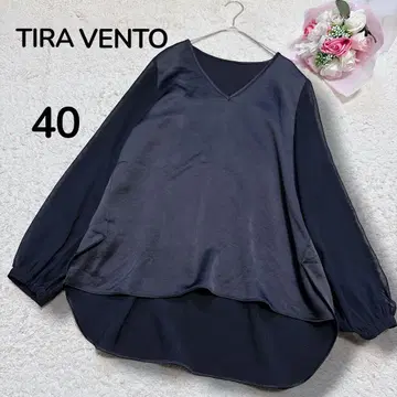 [TIRA VENTO 티라 벤트] 광택 새틴 V넥 블라우스 풀오버 L