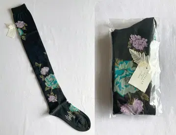 미사용* ANTIPAST 니하이 삭스 블랙 꽃