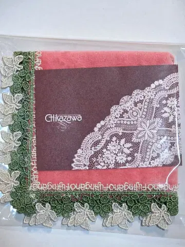 치카자와 레이스 레이스 손수건 코랄 핑크 부인화보 콜라보