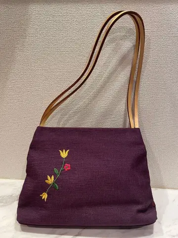꽃무늬 자수 보라색 일본 의류용 가방 잡화