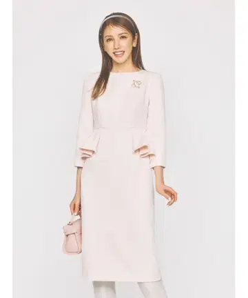 롱 슬리브 페플럼 타이트 원피스