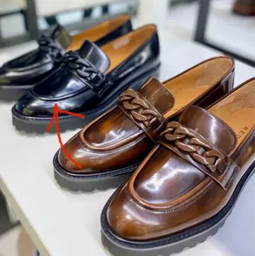 새상품급 리갈 REGAL 블랙 체인 디자인 로퍼 24 블랙