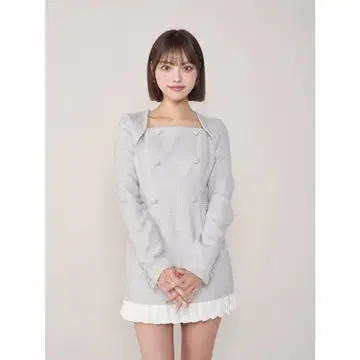 Darich 플리츠 도킹 트위드 미니 원피스