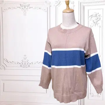 니트/스웨터 [ M ] 멀티 컬러/더스티 컬러 보더 무늬 크루넥