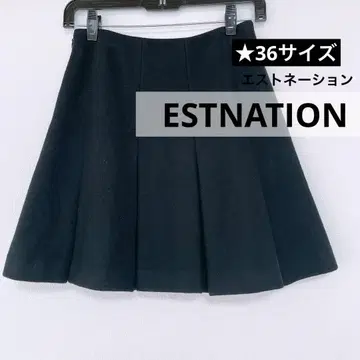 [ ESTNTION ] 컨디션 최상 에스트네이션 블랙 울 플리츠 스커트