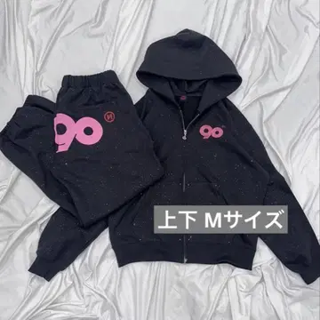 9090 LogoGlitterZip 후디팬츠 셋업 M