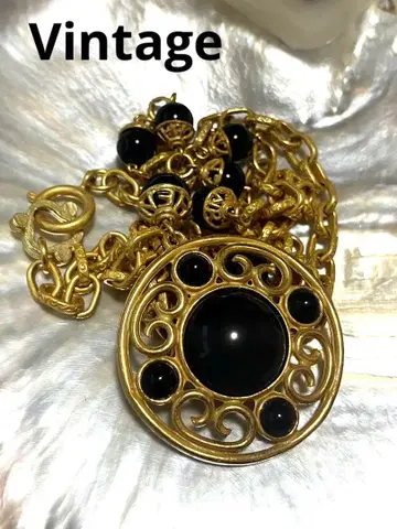 빈티지 목걸이 블랙 롱