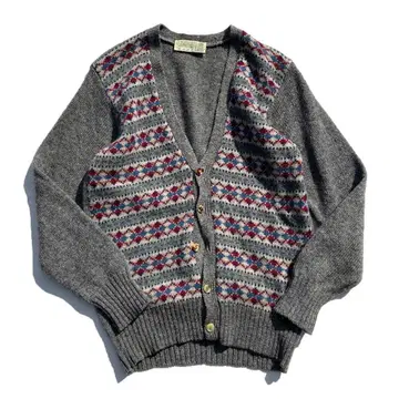 [ 80s ] 스코틀랜드 제조 GLENCROFT 자카드 니트 가디건