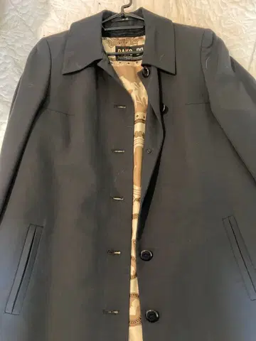 DAKS 네이비 버튼 달린 롱 코트