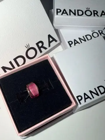 핑크 미니 무라노 글라스 참 판도라 참