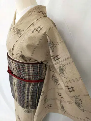 새상품급 순수 실크 이중 기모노 요네류(나가이쓰무기) 단품