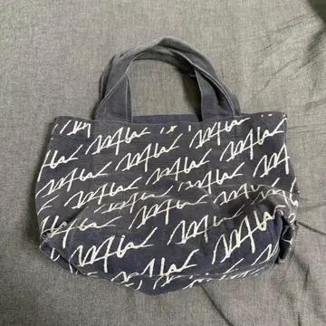 빈티지 wtw 네이비 로고 프린트 토트백