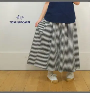 TIGRE BROCANTE 인디고 히코리 피셀 롱 스커트