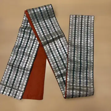 골드 컬러 오렌지 파도 무늬 후쿠로 오비