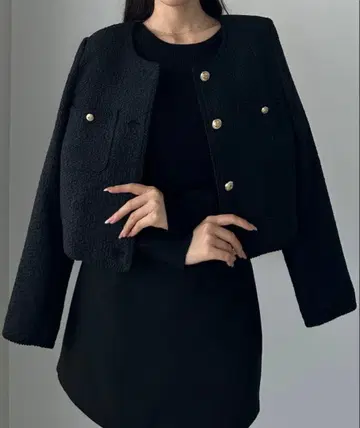 [ louere ] 배색 라메 트위드 자켓