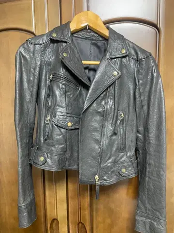 천연 가죽 라이더 자켓