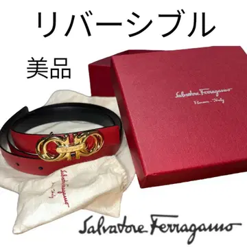 새상품급 페라가모 여성용 리버서블 벨트 빨간색 레드 블랙 골드