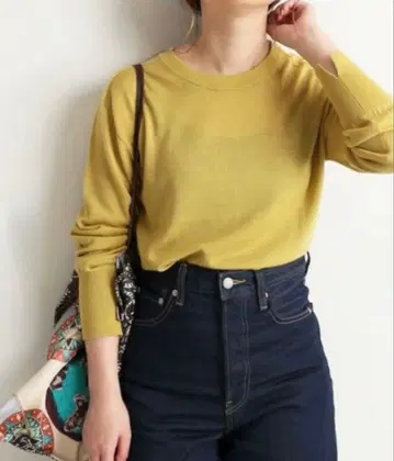 새상품급 SLOBE IENA 하이 게이지 울 니트 크루넥 풀오버