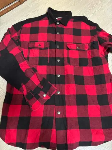 BAYFLOW 레드 블랙 체크 플란넬 셔츠