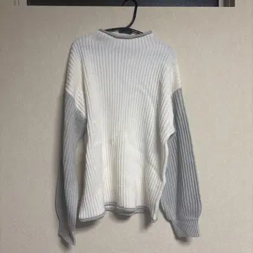 ikka 리브 니트 스웨터 S 화이트/그레이