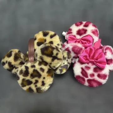 디즈니 미키 레오파드 무늬 귀도리 2종 세트