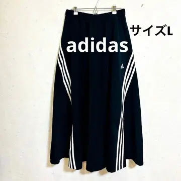 adidas 롱 플레어 스커트 화이트 스트라이프
