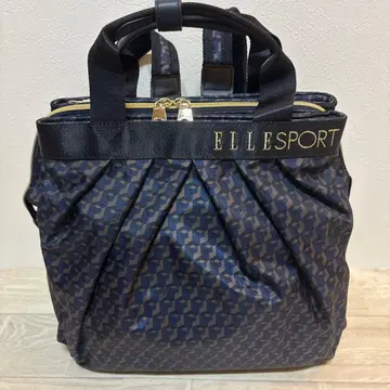 ELLE SPORT 네이비 기하학 패턴 백팩
