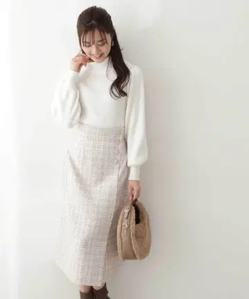 트위드 타이트 스커트 에크루