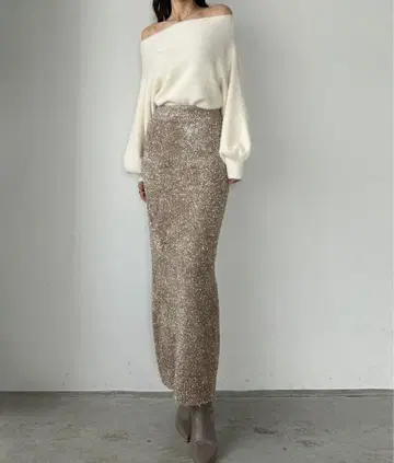 louere 샤기 니트 펜슬 스커트