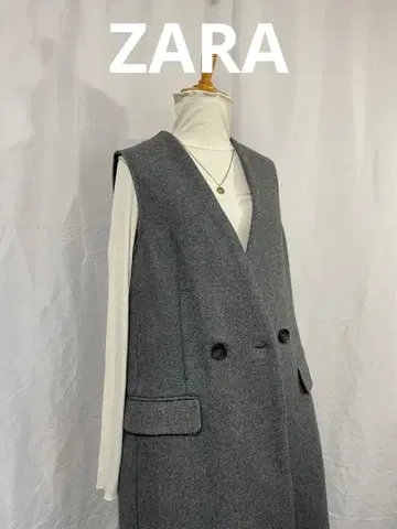 ZARA 그레이 더블 버튼 슬리브리스 베스트