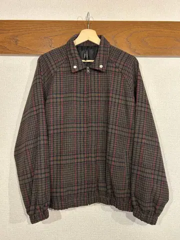 체크 무늬 캐주얼 블루종 구제 의류