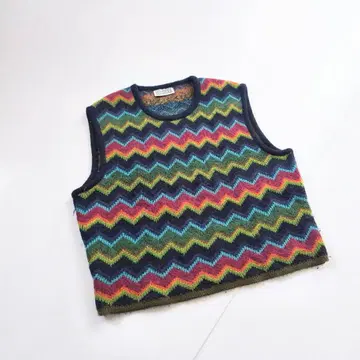 이탈리아제 PENNYBLACK 셰브론 패턴 니트 베스트 L B4