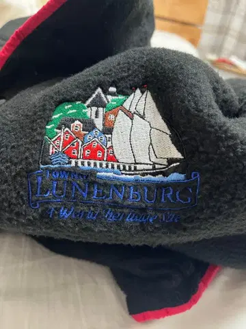 90sLUNENBURG 하프 지퍼 블랙 드로 코드 부착 L size