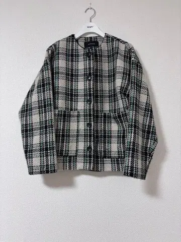 JEANASIS 체크 무늬 노카라 자켓